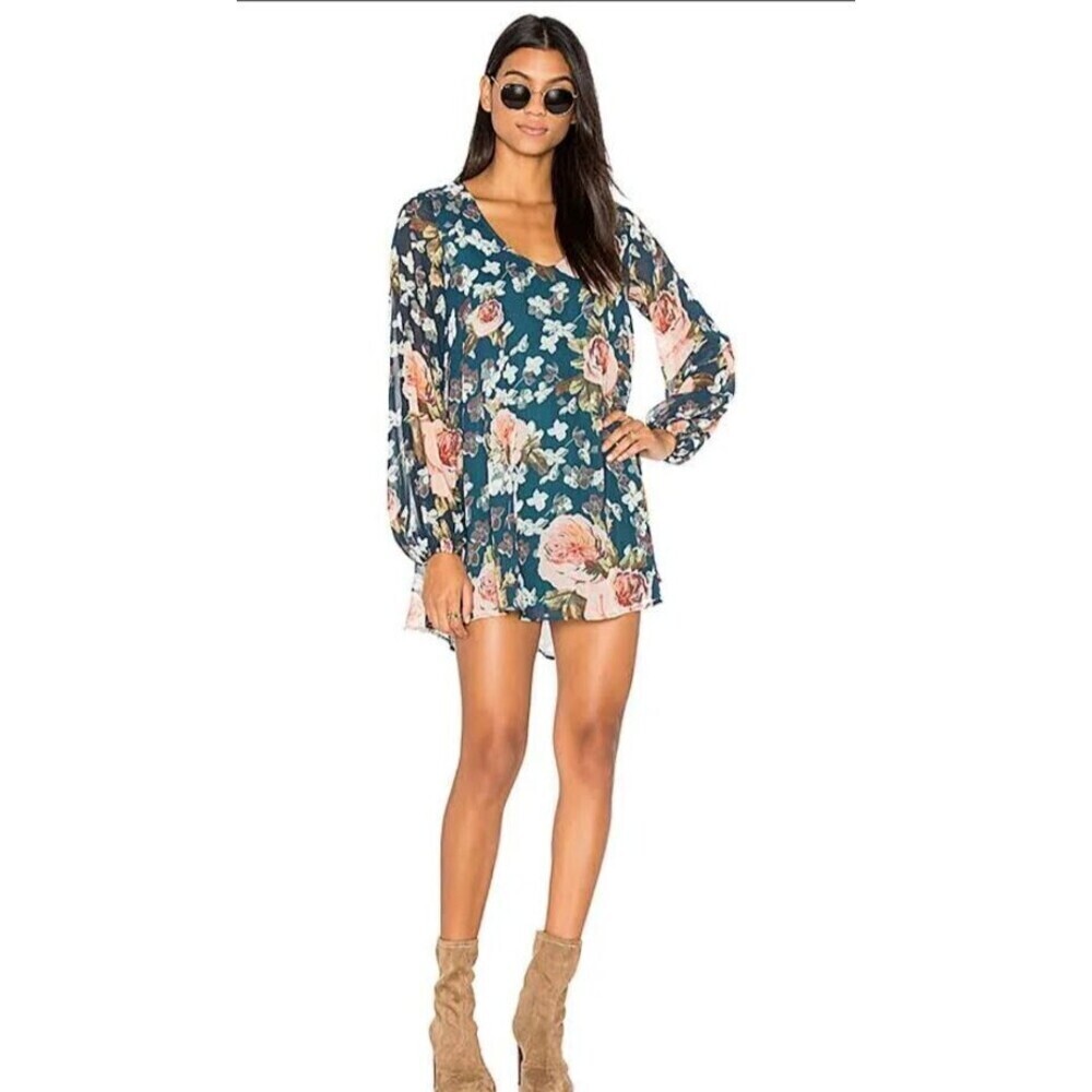 Show Me Your Mumu Donna Michelle Tunic Dress V Neck Multicolor XSmall Floral‎